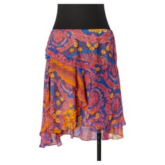 Bedruckter Chiffon-Rüschenrock von VERSACE JEANS COUTURE