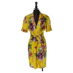 Yellow printed cotton dress THIERRY MUGLER