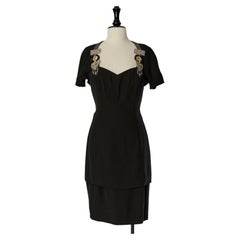 Conjunto de top y falda de crepé negro con adornos de la tienda CHRISTIAN DIOR
