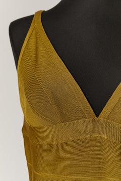 Kaki rayon bandage dress HERVE LEGER
