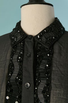 Black see-through cotton tunique with beadwork ROBERTO CAVALLI