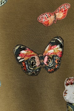 Kaki sweat-shirt with butterfly appliqué VALENTINO