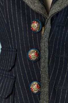 Wool pin-striped blazer with velvet details BALENCIAGA by N Ghesquière