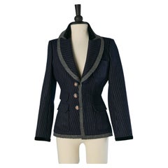 Wool pin-striped blazer with velvet details BALENCIAGA by N Ghesquière