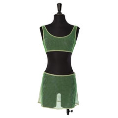 Green mesh top and mini skirt ensemble CHRISTIAN DIOR