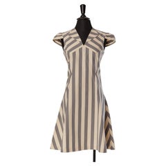Grey and off-white striped cotton dress VIVIENNE WESTWOOD Red Label