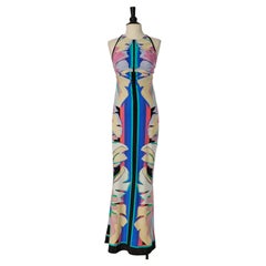 Vestido de noche de jersey estampado de ROBERTO CAVALLI