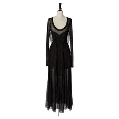 Vestido de noche de jersey de seda negro con volantes de JEAN-PAUL GAULTIER Maille