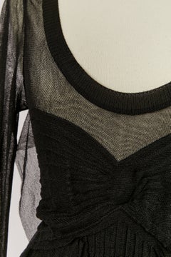 Robe de soirée en jersey de soie noire à volants JEAN-PAUL GAULTIER Maille