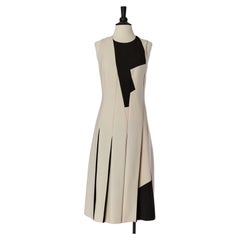 Vestido sin mangas de lana en rosa pálido y negro con calados de BOTTEGA VENETA
