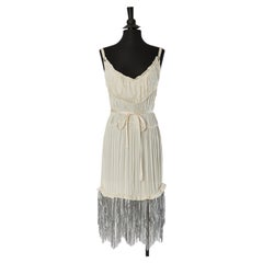 Off white cocktail dress with chain mail fringes on the bottom PACO RABANNE