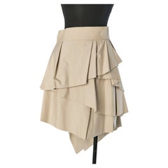 Beige cotton asymmetrical ruffled skirt ALEXANDRE VAUTHIER Couture
