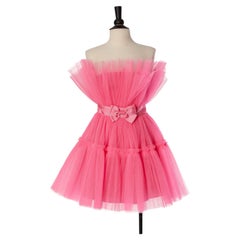 Pink tulle Mini cocktail dress with bow ROBERTO CAVALLI CLASS