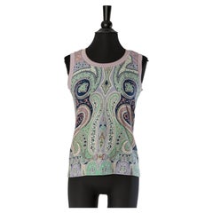 Printed tank top with striped ribs on the edge ETRO