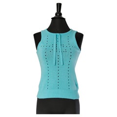 Turquoise blue sleeveless knit top COURREGES