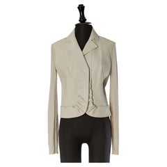 Graue Leder- und Strickjacke von CHRISTIAN DIOR, entworfen von JOHN GALLIANO