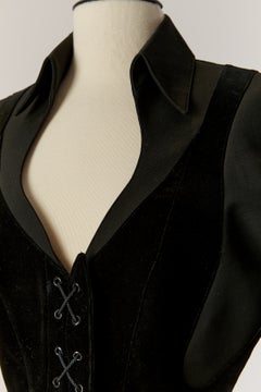 Black wool and velvet single breasted jacket THIERRY MUGLER