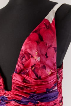 Printed and draped silk cocktail dress ROBERTO CAVALLI