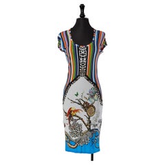 Vestido de cóctel de jersey estampado de ROBERTO CAVALLI