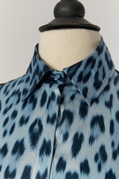 Vestido de seda y jersey negro con estampado animal de ROBERTO CAVALLI
