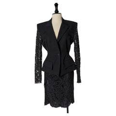 Guipure and wool navy blue skirt suit LOLITA LEMPICKA