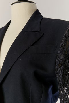 Guipure and wool navy blue skirt suit LOLITA LEMPICKA