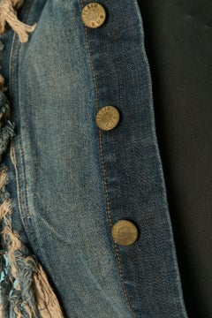 Denim sleeveless vest with fringes PLEIN SUD
