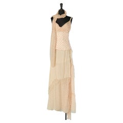 Linen and printed long evening dress ERMANNO SCERVINO