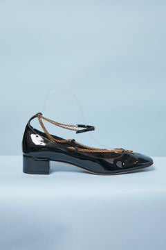Black patent leather "baby" with gold metal chain CHRISTIAN DIOR