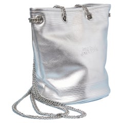 Silver leather bucket bag with chain JEAN-PAUL GAULTIER