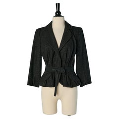 Veste en laine noire chinée avec ceinture JOHN GALLIANO