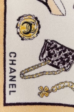 Off-white and beige beach printed cotton towel CHANEL