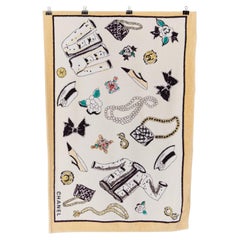 Off-white and beige beach printed cotton towel CHANEL