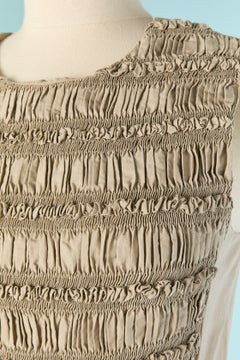 Beige sleeveless cotton dress with smocked CHLOE