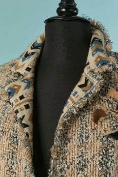 Tweed edge to edge jacket with jacquard knit lining CHANEL