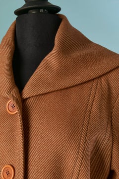 Brown wool chevron skirt suit CHRISTIAN DIOR