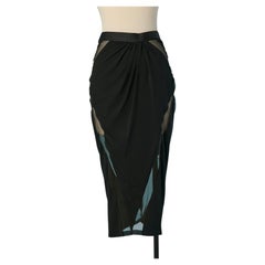 Jupe crayon en tulle noir et jersey ALEXANDRE VAUTHIER
