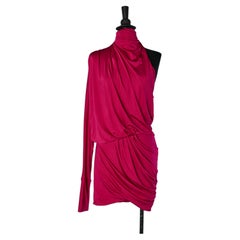 Raspberry pink jersey one shoulder mini dress ALEXANDRE VAUTHIER