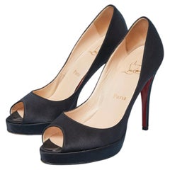 Black satin open-toe pump CHRISTIAN LOUBOUTIN