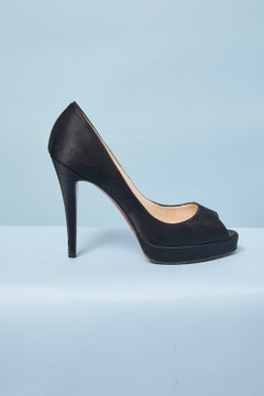 Black satin open-toe pump CHRISTIAN LOUBOUTIN
