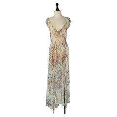 Silk chiffon long dress with flower print LOLITA LEMPICKA