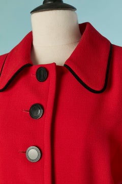 Ensemble jupe-tailleuse en crêpe rouge avec passepoil noir YVES SAINT LAURENT RIVE GAUCHE