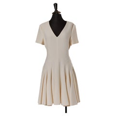 Off-white wool crêpe cocktail dress CHRISTIAN DIOR