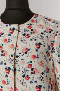 Printed coat with ivory silk inset CHRISTIAN DIOR