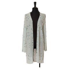 Pale green long cardigan with rhinestone CHANEL