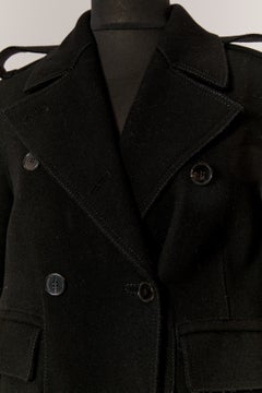 Black wool double-breasted coat VALENTINO