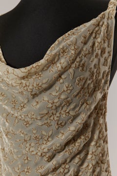 See-through beige velvet dévoré backless evening dress CHRISTIAN DIOR