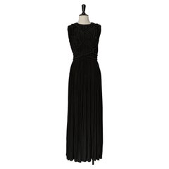 Black draped sleeveless jersey dress with rope CHRISTIAN DIOR