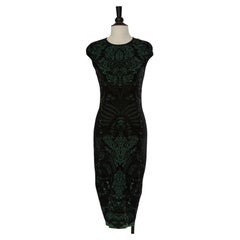 Green and black jacquard sleeveless cocktail dress ALEXANDER McQUEEN