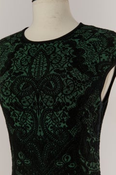 Green and black jacquard sleeveless cocktail dress ALEXANDER McQUEEN